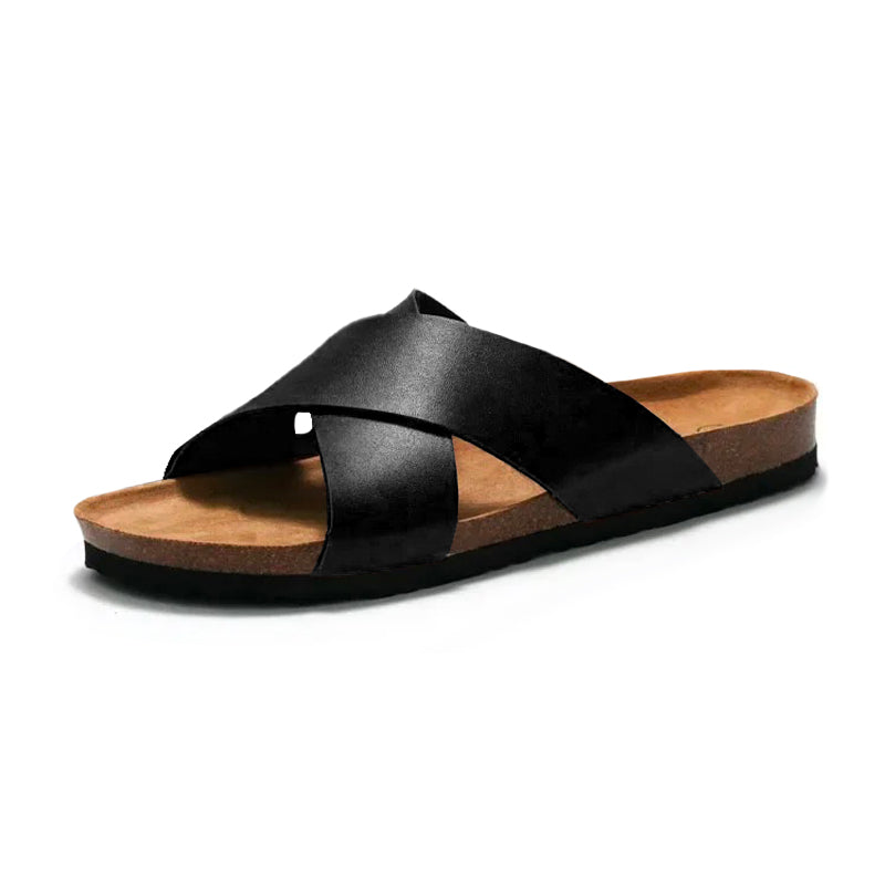 Claquette orthopédique homme à brides croisées confort - Camel / 44