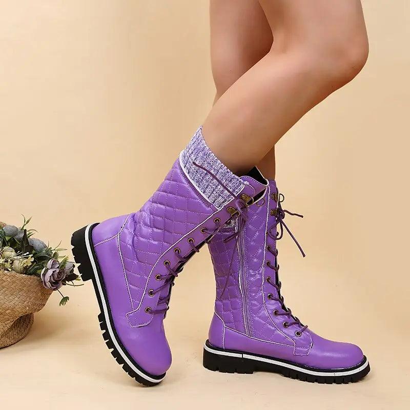 Bottes Mi-Mollet Tricotées En Dentelle - Confort Orthopédique