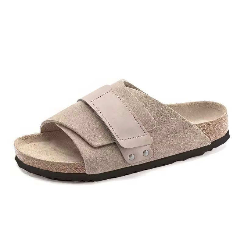Claquette orthopédique homme en liège à scratch ajustable - Noir / 45