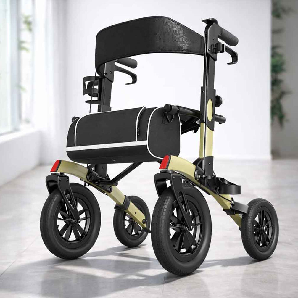 Déambulateur Tout-Terrain Grandes Roues avec Siège – Pliable