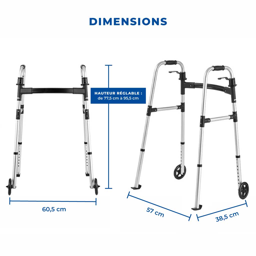 Déambulateur pliable à roulettes