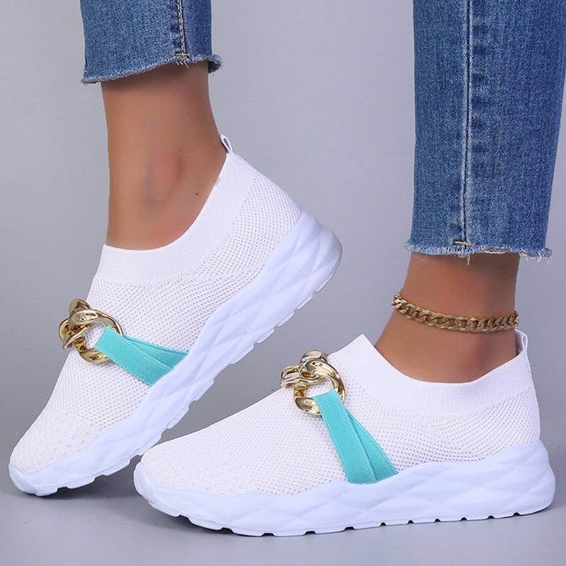 Chaussures orthopédiques décontractées sans lacet blanc pour femmes - Lucya Confort Orthopédique