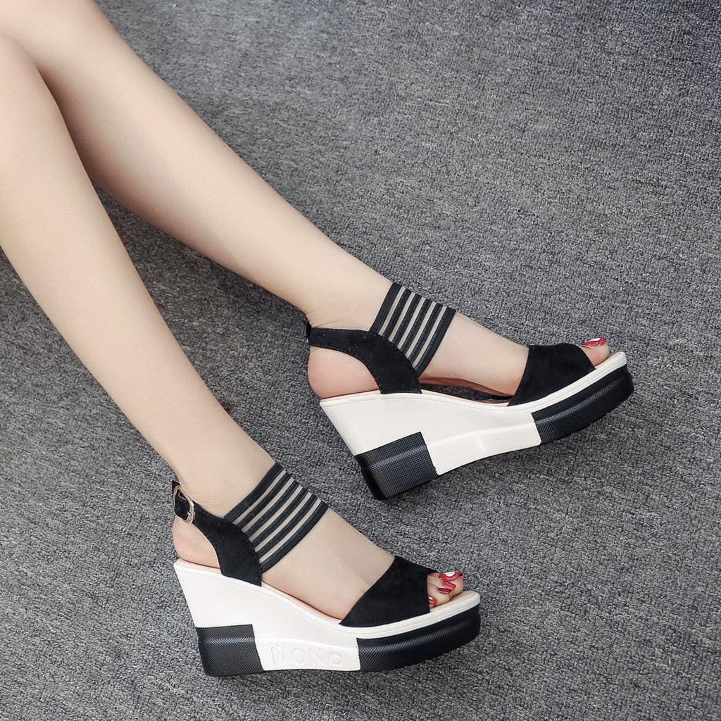 Sandales compensées à talons hauts pour femmes - Priz Confort Orthopédique