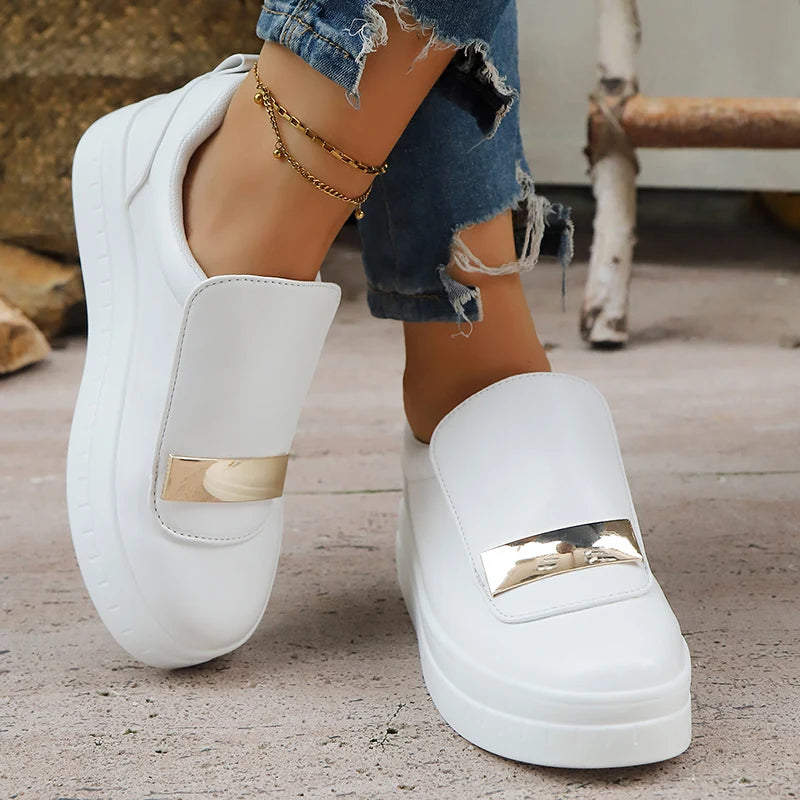 Basket orthopédique femme - Sneakers légères en cuir PU à enfiler