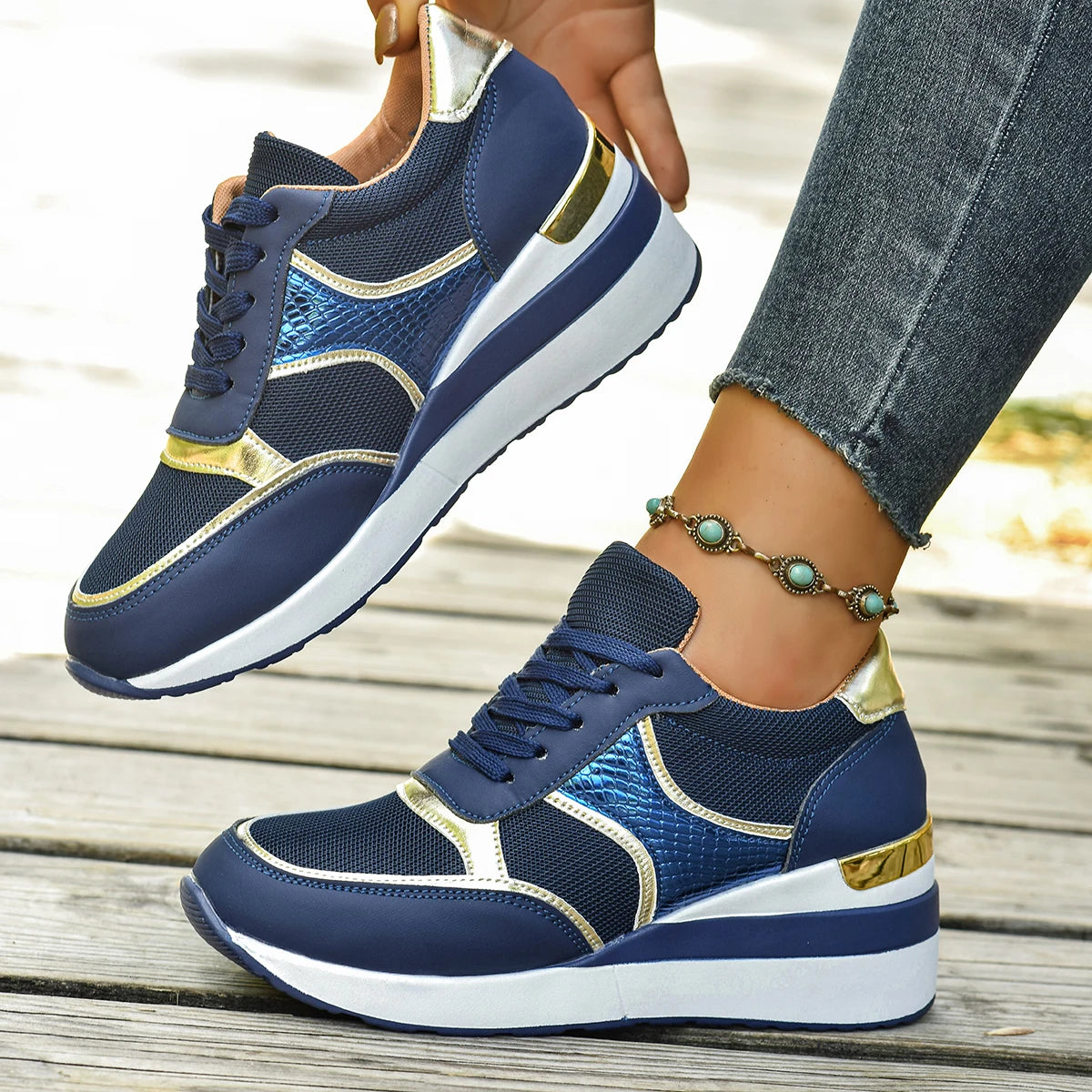 Basket orthopédique femme - Sneakers légères à lacets pour la marche