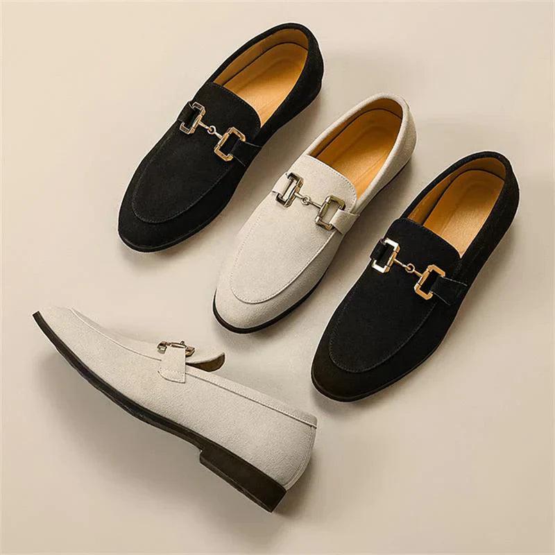 Lorenzo - Mocassins en daim avec boucle en métal Confort Orthopédique