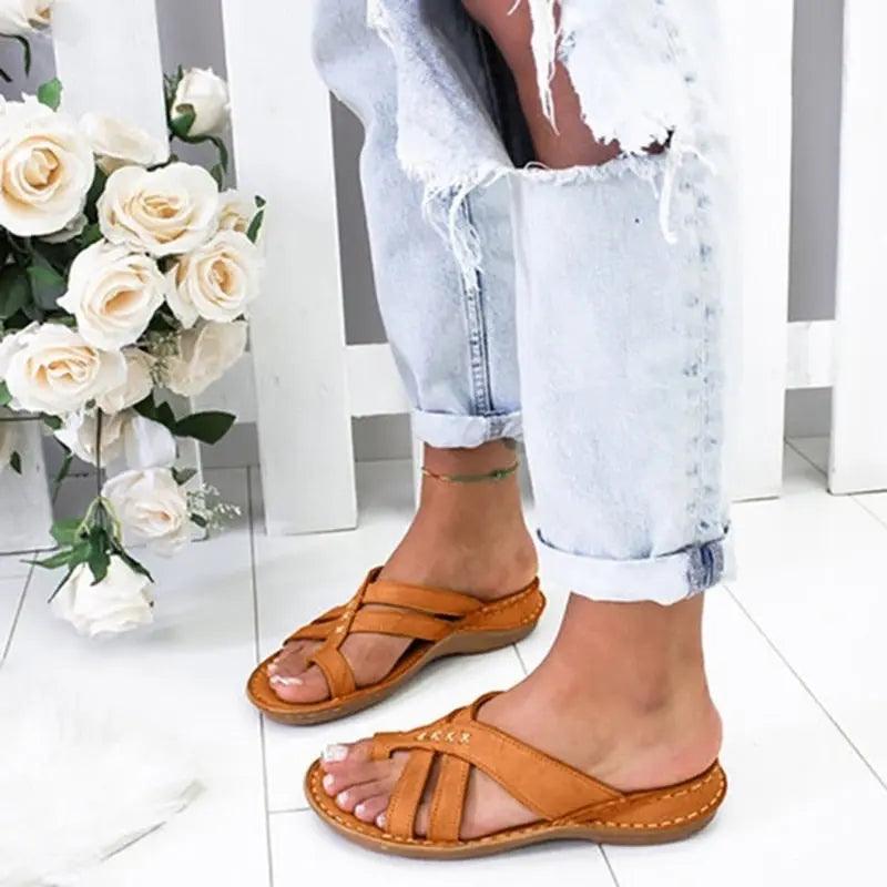 Generico Sandales orthopédiques d'été pour femme, tongs avec coins élégants, sandales de mer, piscine, chaussons de maison, confort intérieur extérieur respirant sandales Slip-On chaussures bout Generico Sandales orthopédiques d'été pour femme, tongs avec coins élégants, sandales de mer, piscine, chaussons de maison, confort intérieur extérieur respirant sandales Slip-On chaussures bout