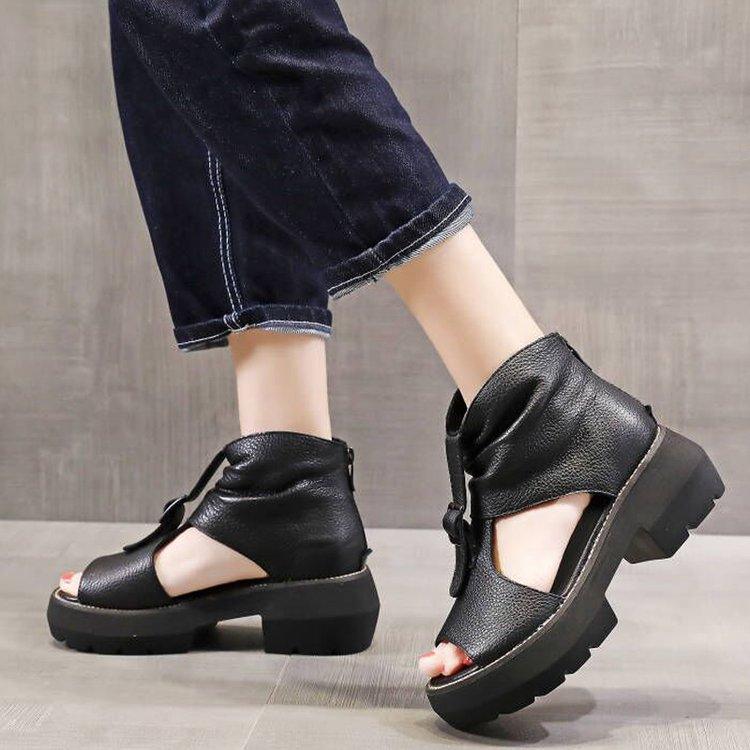 Sandales compensé en PU pour femmes - Boty Confort Orthopédique