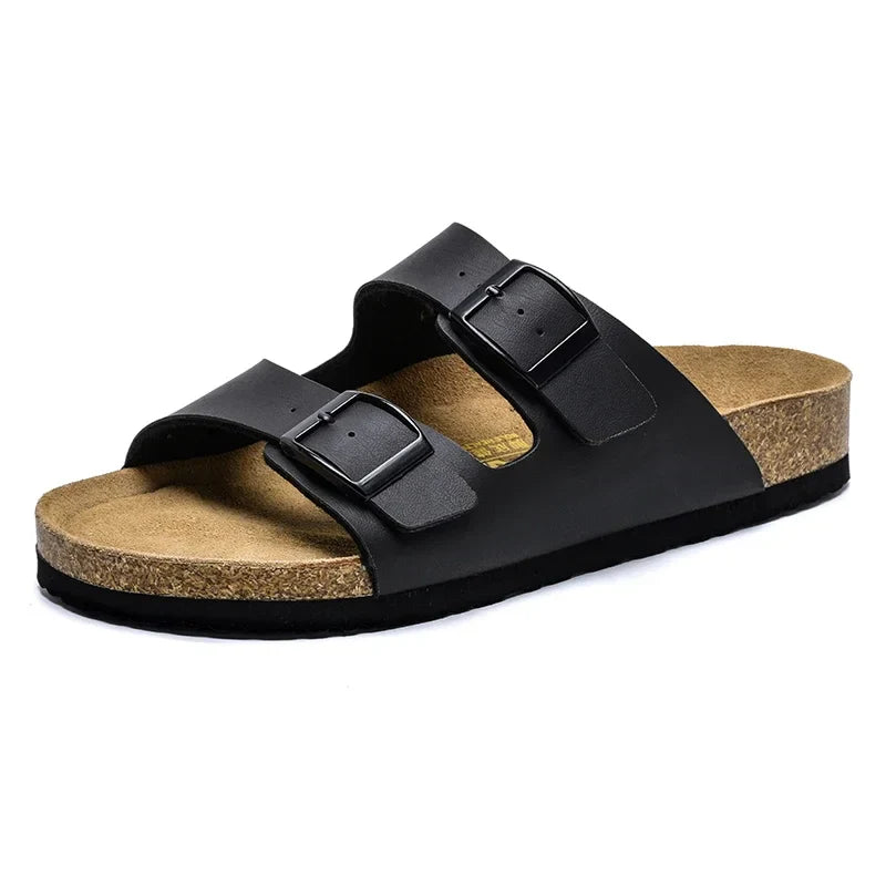 Claquette orthopédique homme double bride en liège - Blanc / 43
