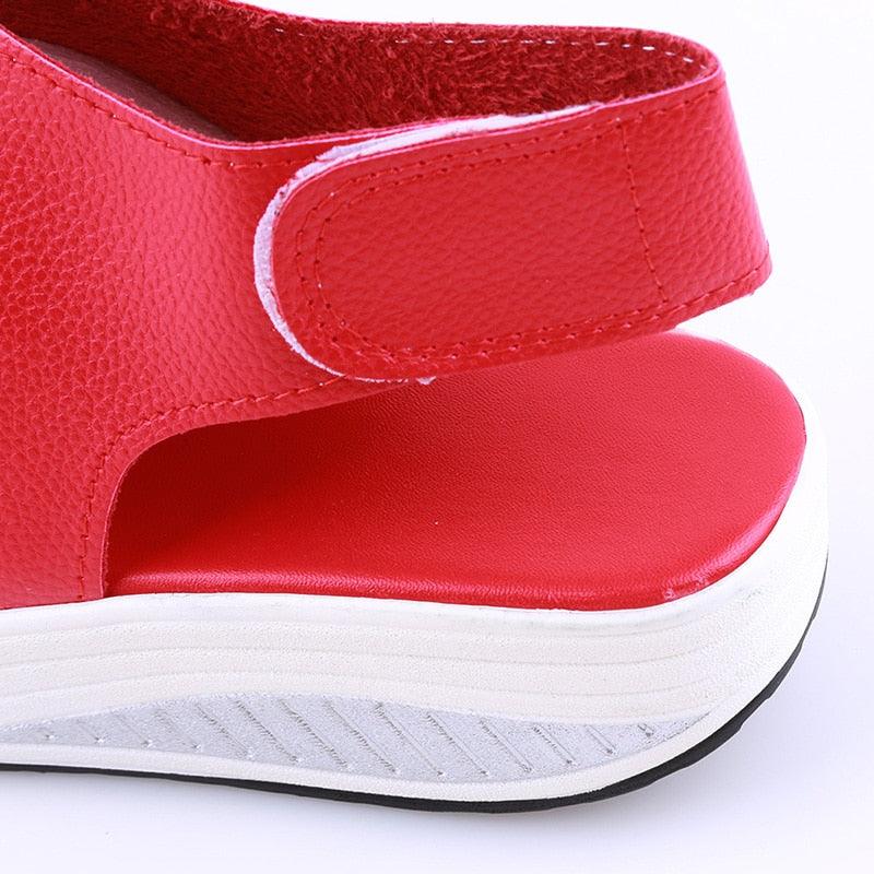 Sandales d'Été en Cuir Compensées pour Femme - Spyroo Confort Orthopédique