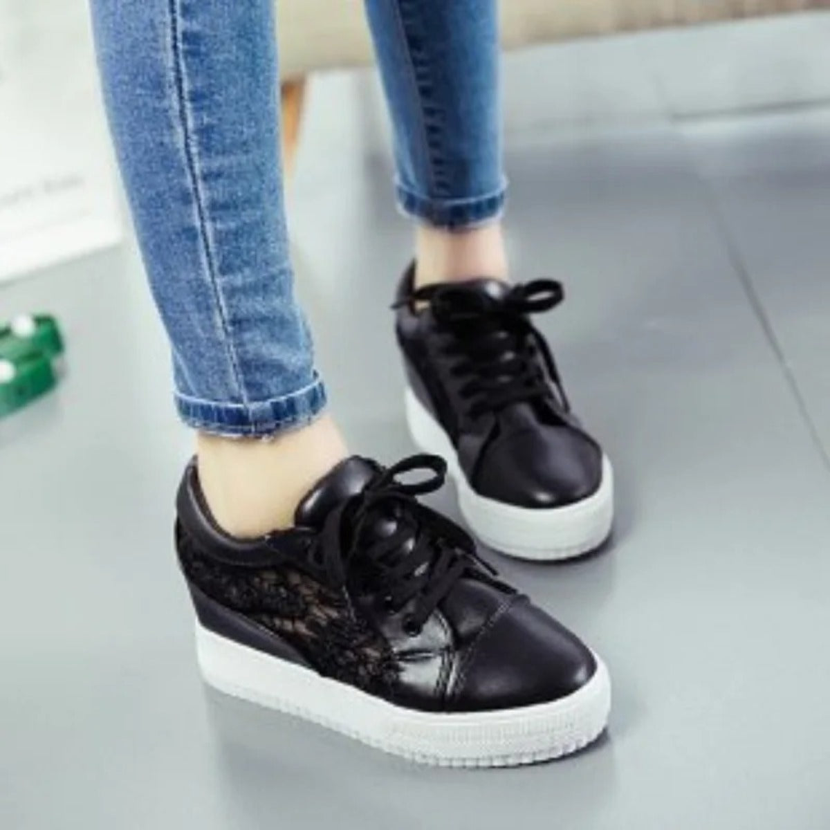Basket femme compensée blanc - 36 / Blanc
