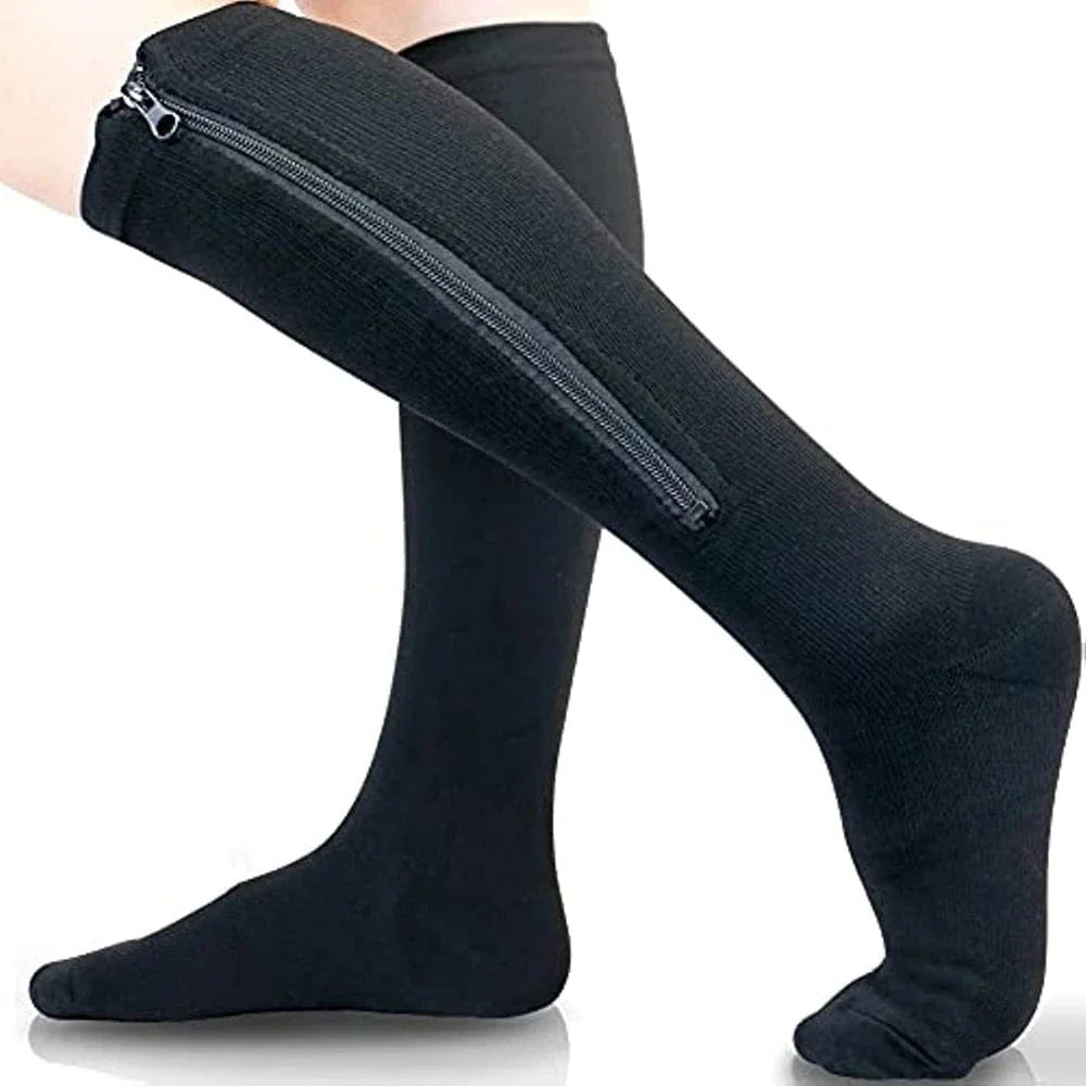 Chaussettes Contention Homme Fermeture Éclair - Noir / 4XL