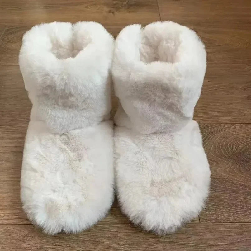 Chausson Orthopédique Femme Épais avec Intérieur en Fourrure - Blanc / 41-42