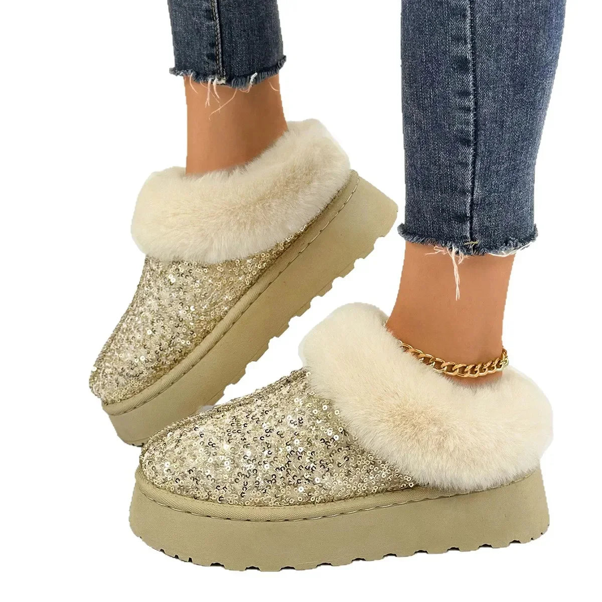 Chaussons Femme Tendance - Peluche Courte Douce - Style Élégant