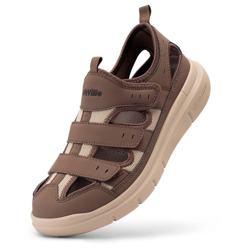 Claquettes pour homme à scratch pour pieds larges - 39 / Black