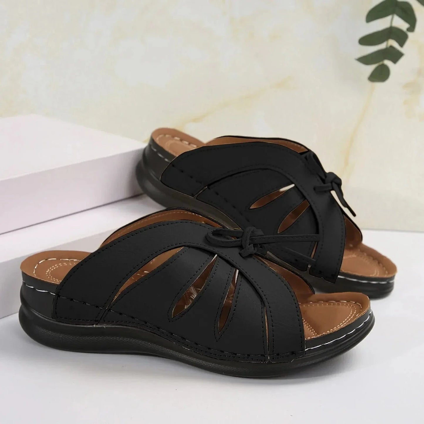 Claquette Orthopédique Femme Confortable en Simili Cuir