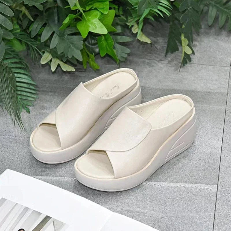 Claquette Orthopédique Femme à Talon pour l’Été - Blanc crème / 35