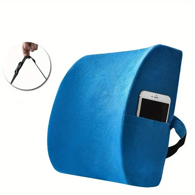 Coussin Orthopédique Lombaire Bleu avec Poche de Rangement - Image 6