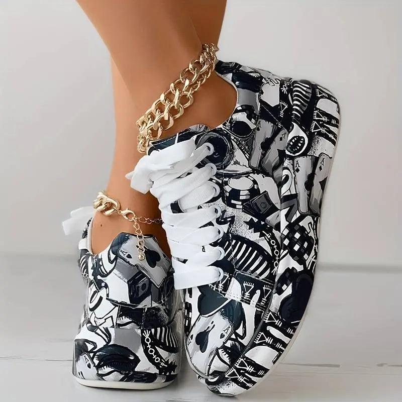 Chaussures Orthopédiques Femme avec Motif - Graffiti - Confort Orthopédique