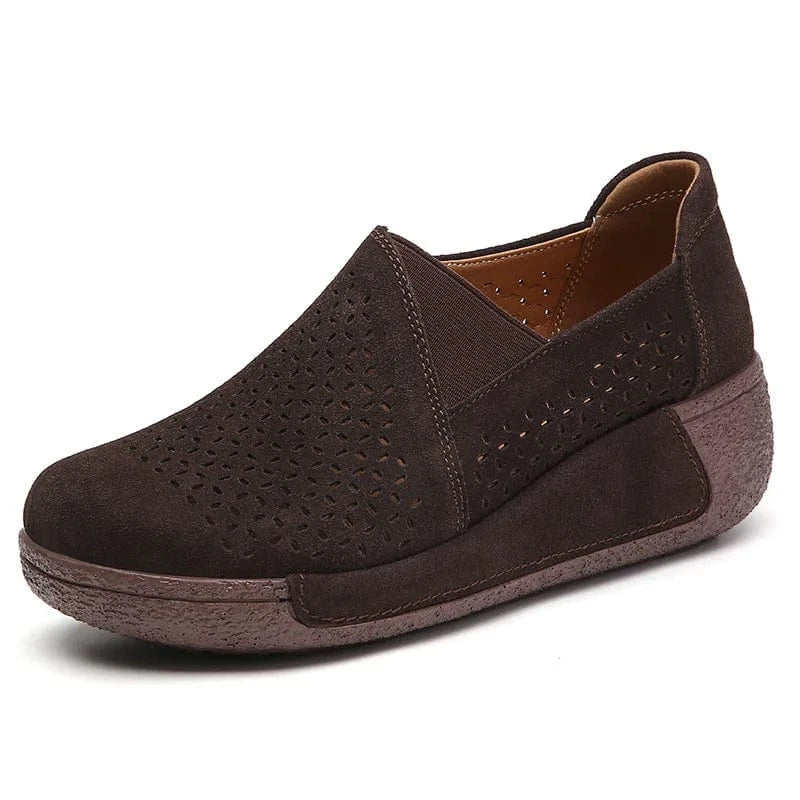 Mocassin Orthopédique Femme Ajouré et Élégant - Gris / 39