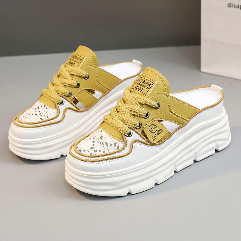 Chaussures respirantes légères à semelles épaisses et perforées pour femmes - Confort Orthopédique
