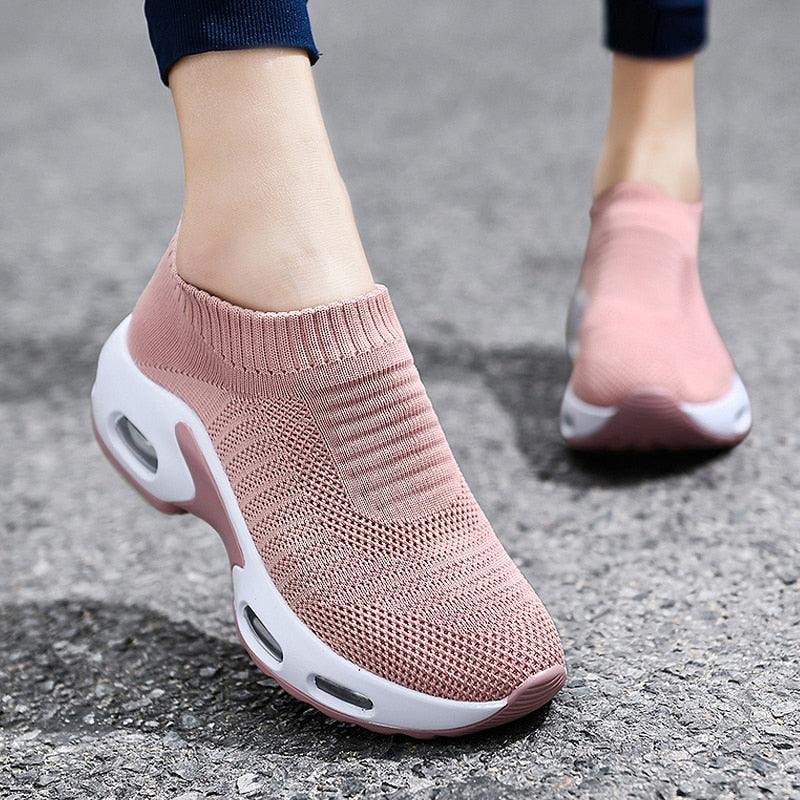 Baskets Orthopédiques Femme – Slip-on, Maille Souple, Légères, Semelle Confort, été