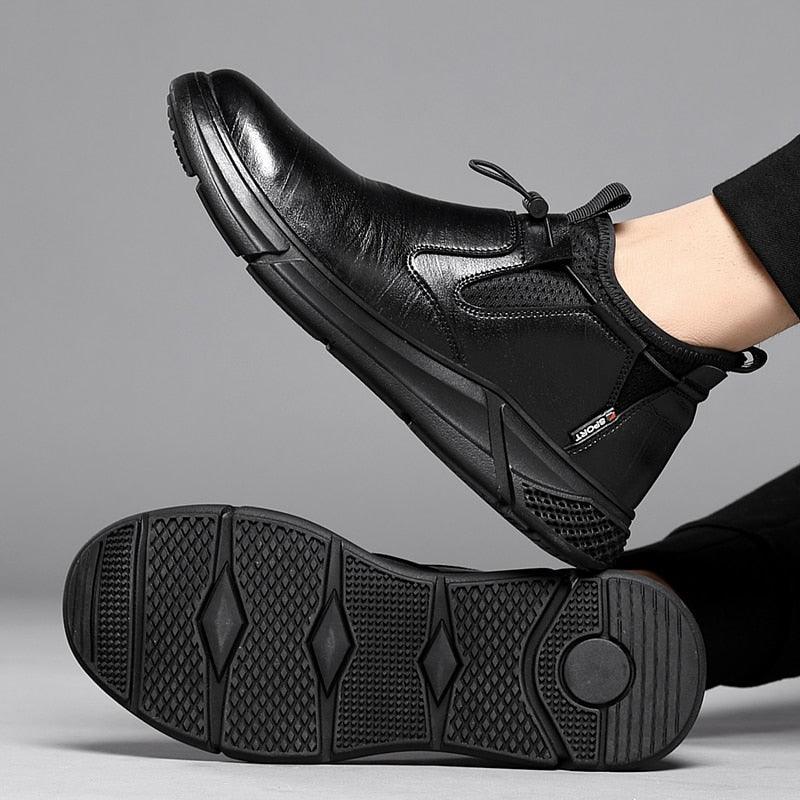 Chaussures de sécurité imperméables en cuir noir pour hommes - GOFF Confort Orthopédique