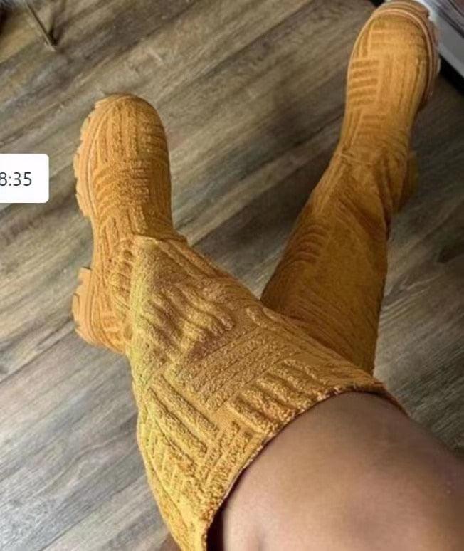 Bottes à plateforme tricotées pour l'hiver Confort Orthopédique