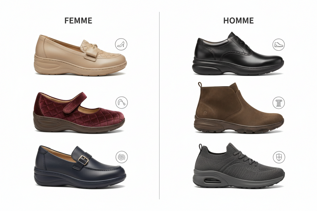 Comparatif : Chaussures orthopédiques femme vs homme - Quelle différence ? : Comparatif 2026 pour allier confort et style