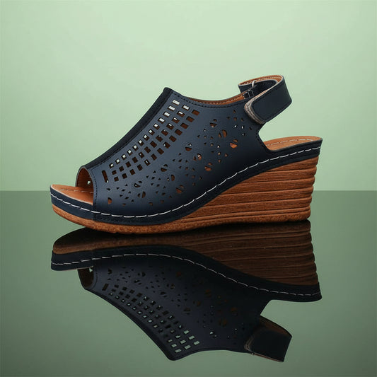 Sandale Orthopédique Femme Semi-Ouverte avec Motifs - Bleu / 37