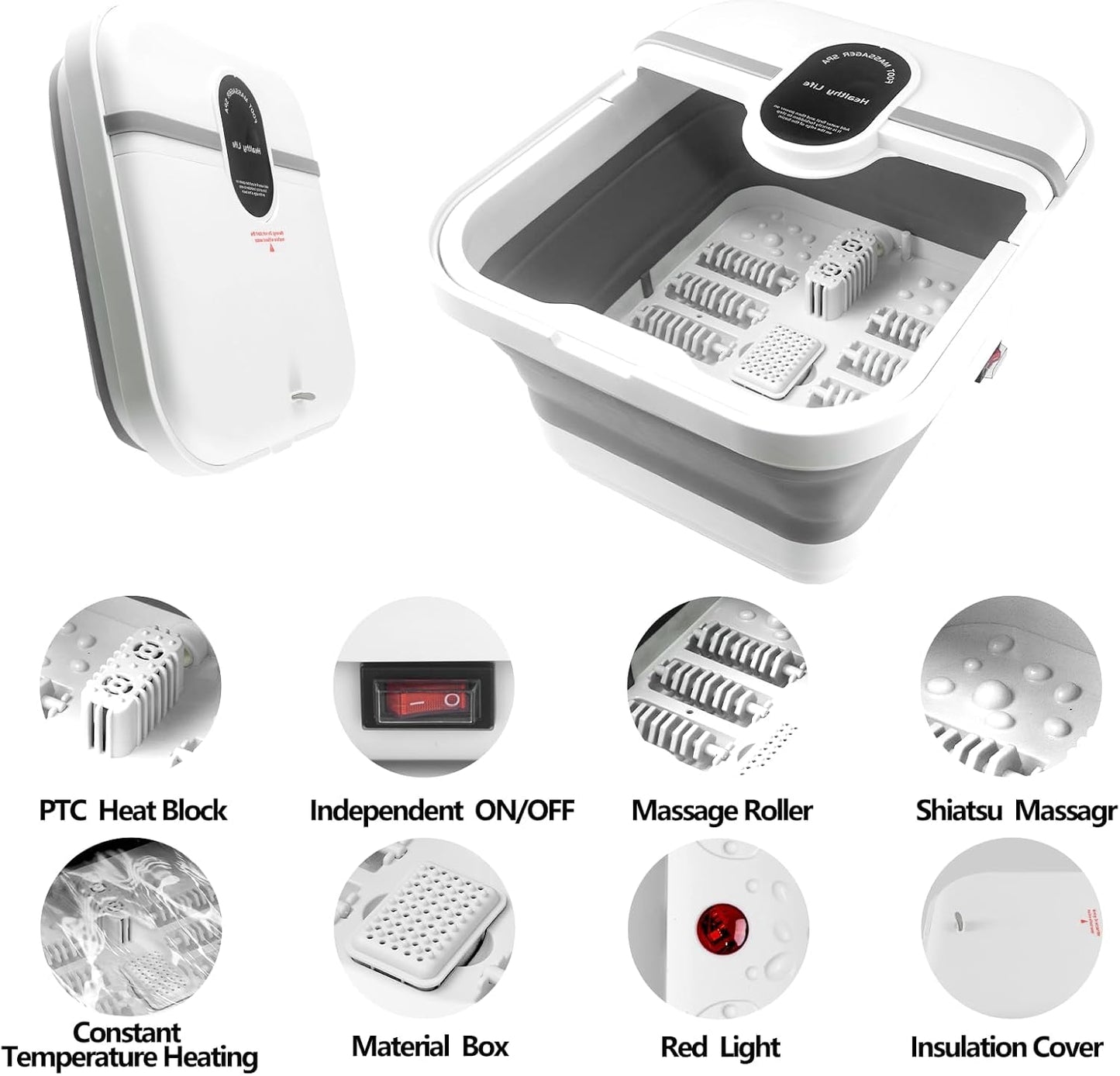 Bain de pied - Bassin pliable électrique avec massage et chauffage