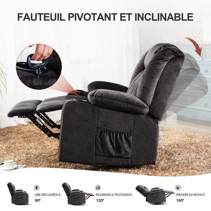 Fauteuils orthopédiques - Fauteuil relax avec repose-pieds et porte-go - Noir