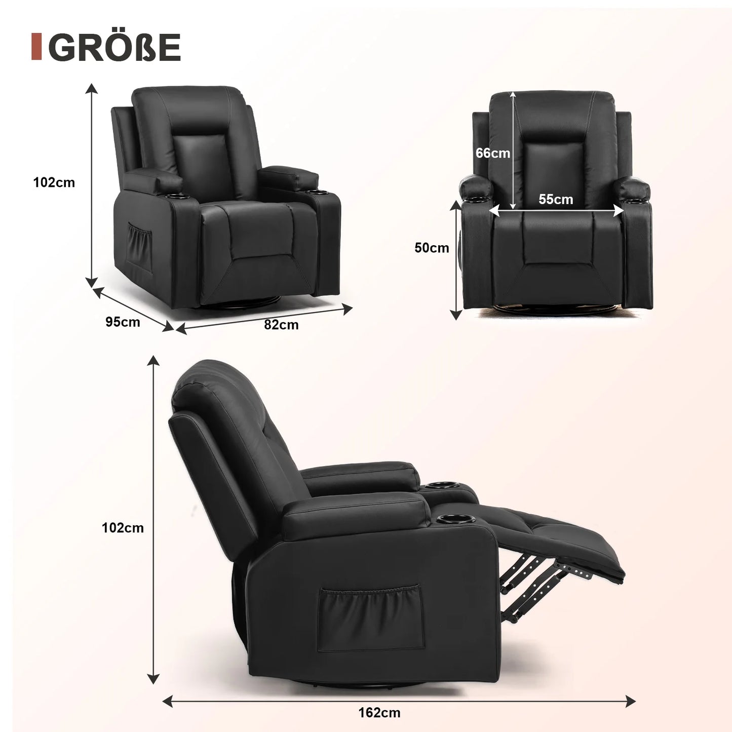 Fauteuils orthopédiques : relax inclinable avec repose-go - Gris Foncé / Un Siège