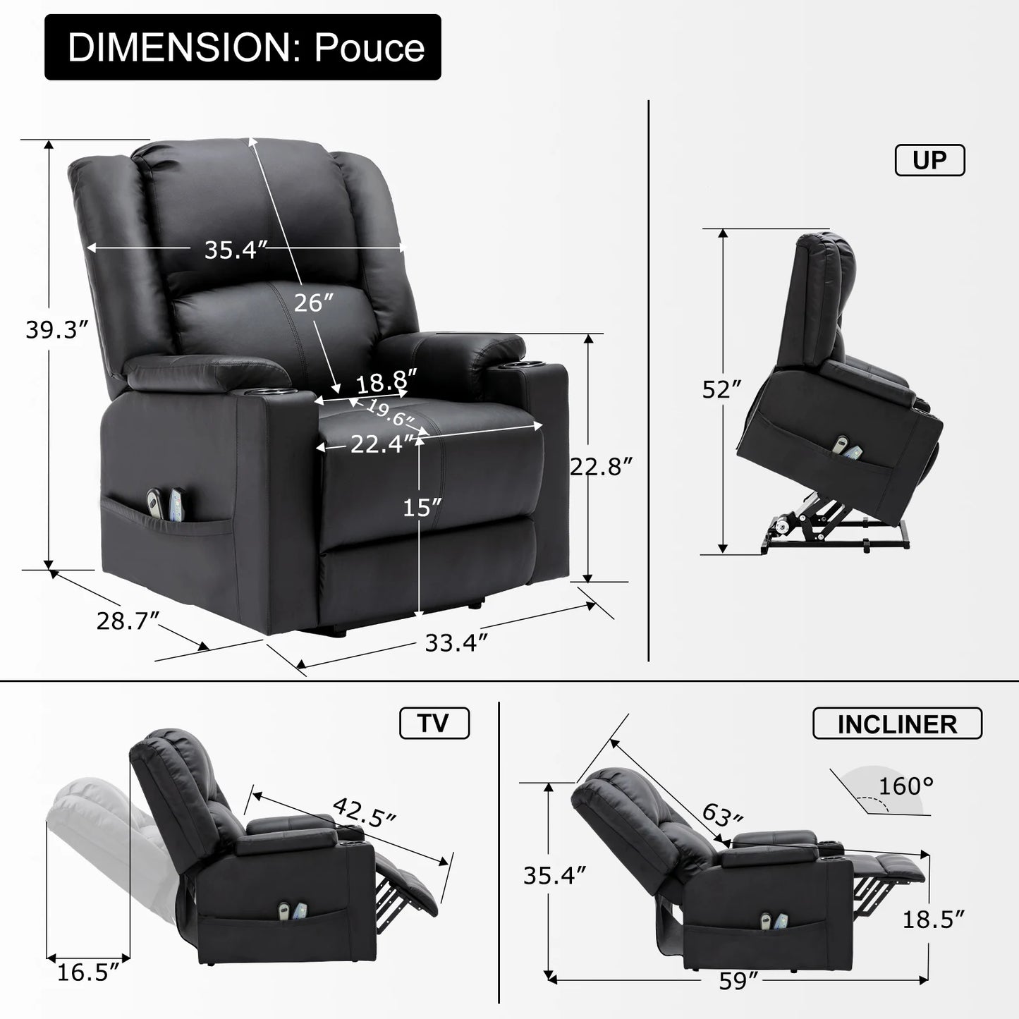 Fauteuils orthopédiques : Relax Électrique Reclinable - Marron