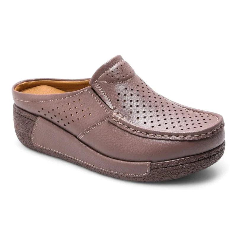 ZPLMIDE Mocassins Orthopédiques Femme Cuir Respirant Talons Compensés - Confort Quotidien