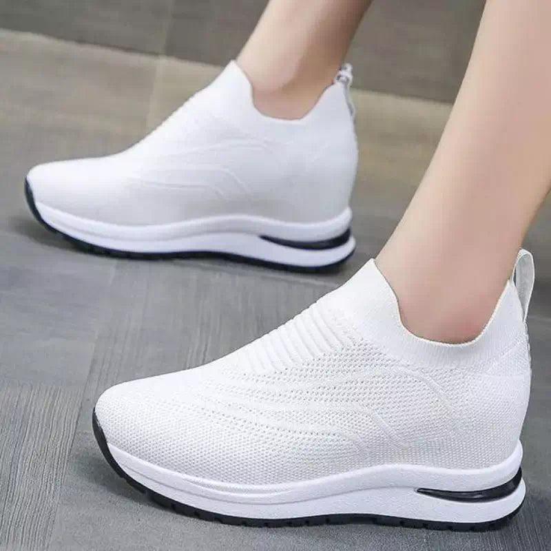 Chaussure Orthopédique Femme Été Maille Respirante - Baskets Sans Lacet Slip-on Blanches Confortables