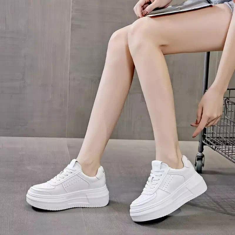 Chaussures De Sport Légères Femme - Baskets Toile Blanche Maille Respirante Sans Talon