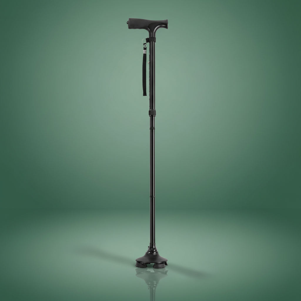 Canne de Marche Quadripode Pliable - Noir