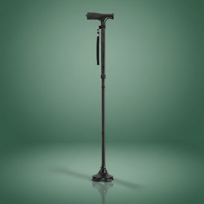 Canne de Marche Quadripode Pliable - Noir