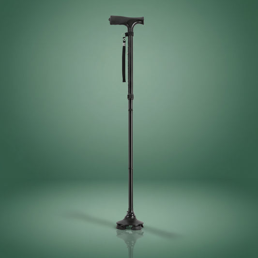 Canne de Marche Quadripode Pliable - Noir