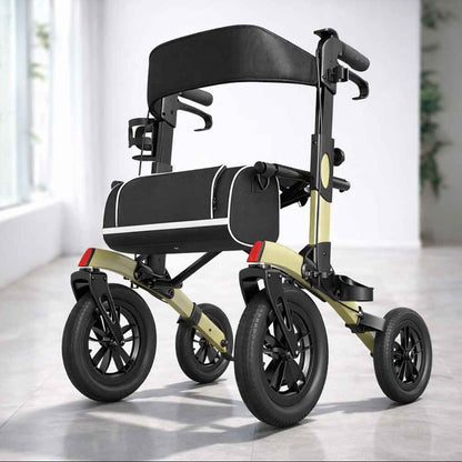 Déambulateur Tout-Terrain Grandes Roues avec Siège – Pliable