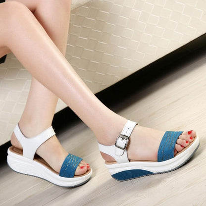 Chaussures orthopédiques compensées en cuir véritable pour femmes - Honory Confort Orthopédique