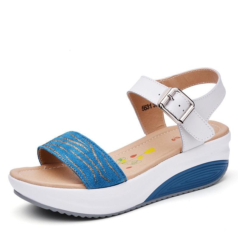 Chaussures orthopédiques compensées en cuir véritable pour femmes - Honory Confort Orthopédique