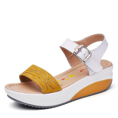Chaussures orthopédiques compensées en cuir véritable pour femmes - Honory Confort Orthopédique
