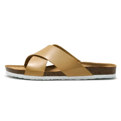 Claquette orthopédique homme à brides croisées confort - Marron foncé / 41