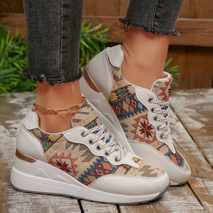 Basket orthopédique femme - Sneakers compensées légères à motif géométrique