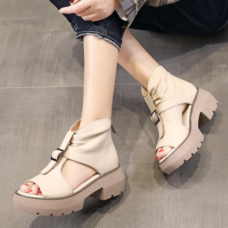 Women's PU Wedge Sandals - Boty