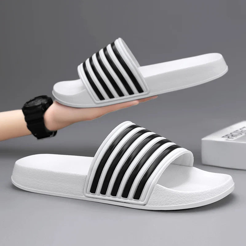 Claquette orthopédique homme style sportif à bandes - Noir / 43