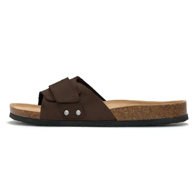Claquette orthopédique homme en liège à scratch ajustable - Noir / 40