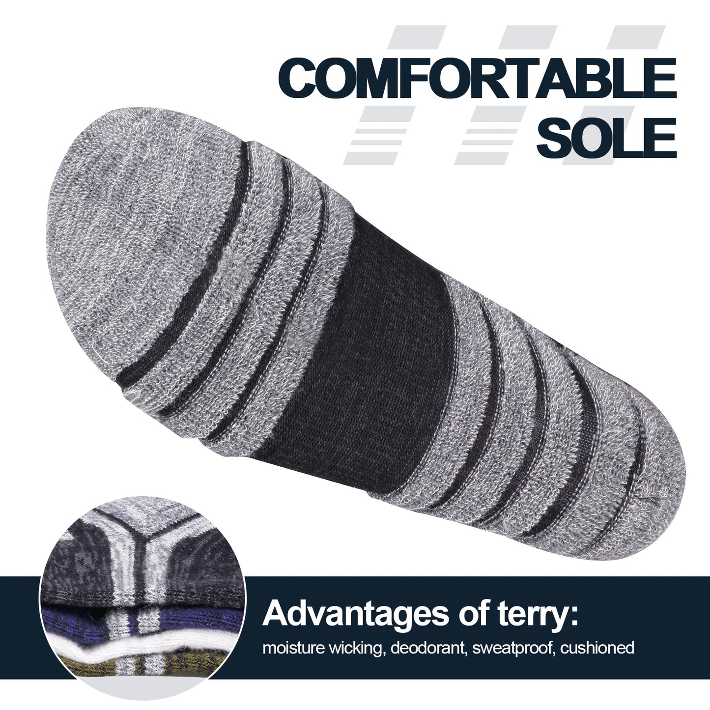 Chaussette chaussure de sécurité - Chaussettes de randonnée en coton - 5 Paires Noir / XXL EU(44-46)